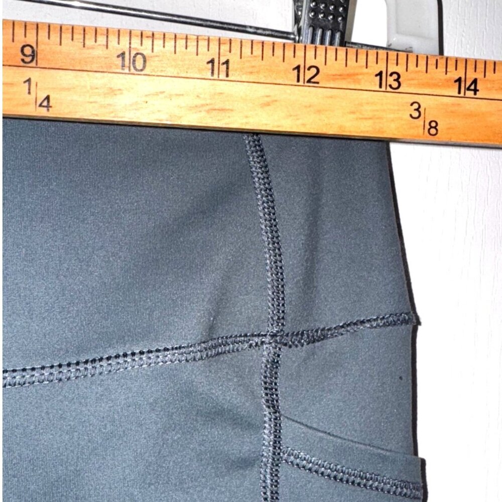 High Waisted Athletic Cropped Leggings W/ Side Pockets Slate Blue Pai Activewear - Picture 5 of 7